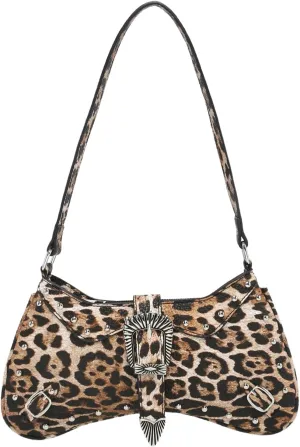 Verdusa Women's Vintage Rivet Decor Bag Western Top Handle Leather Shoulder Bag