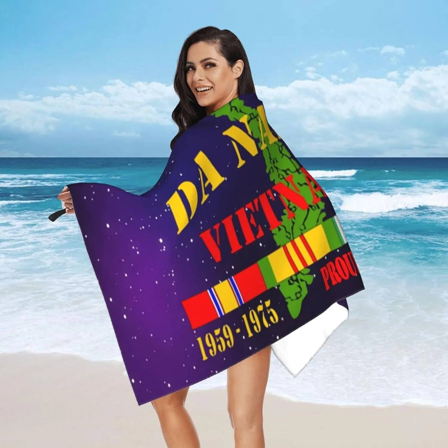 Vietnam Veteran Da Nang Bath Towel Quick Dry Highly Absorbent 31.5×63in
