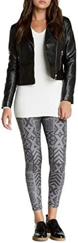 VIGOSS Junior's Geometric Print Legging, Gray, XS