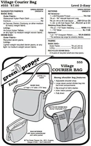 Village Courier Bag Messenger Bag Purse #555 Sewing Pattern (Pattern Only)