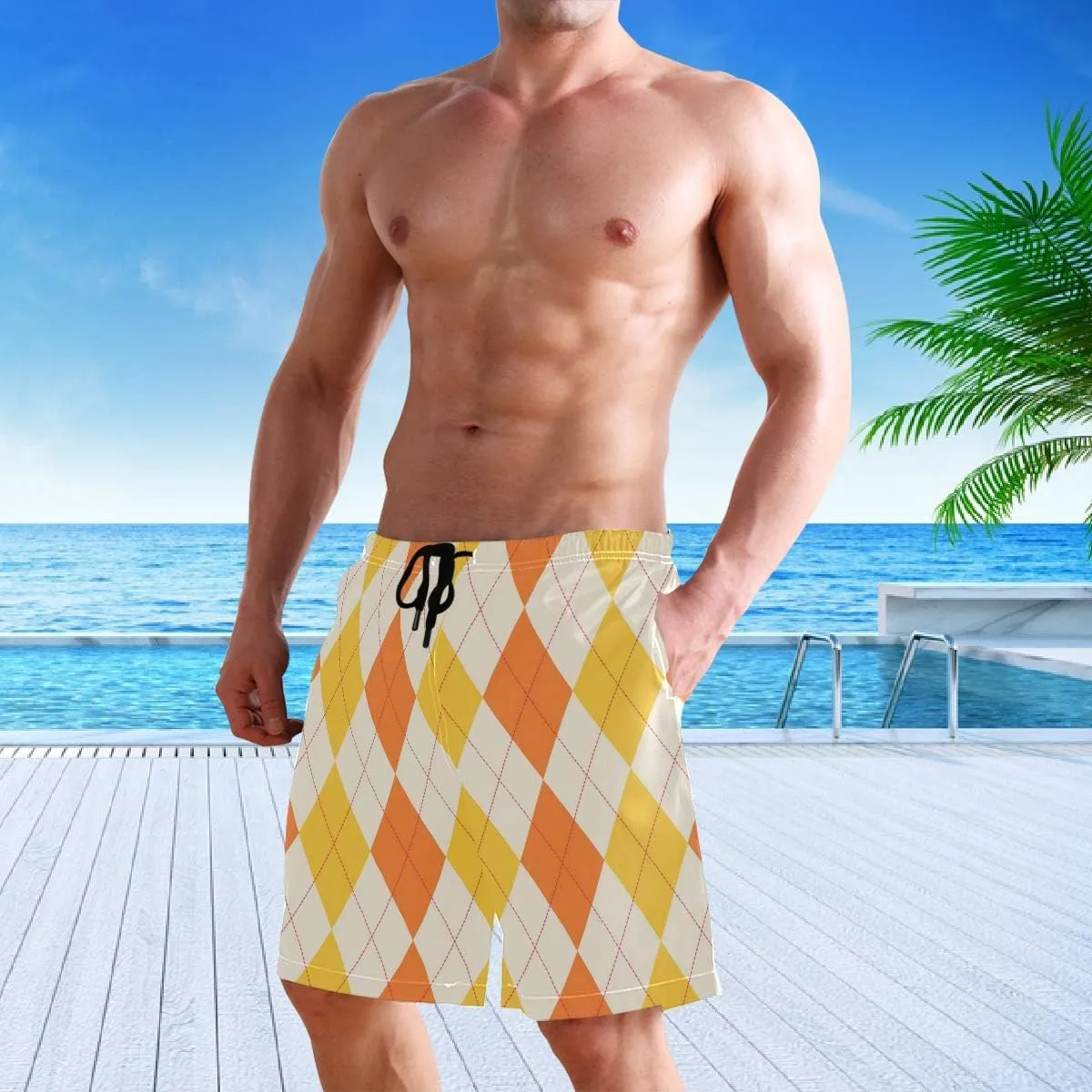 visesunny Men's Novelty Beach Shorts Quick Dry Swimwear Sports Running Swim Board Shorts