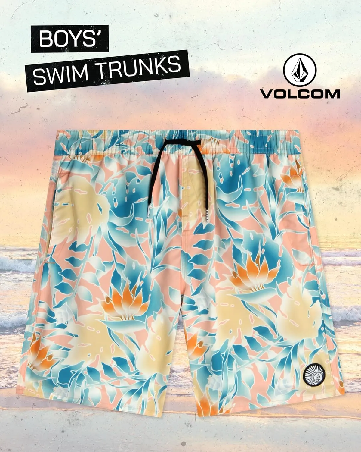 Volcom Boys' Swim Trunks - UPF 50  Bathing Suit - Quick Dry Board Shorts Swimsuit (8-16)