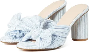 VOMIRA Bow Heels for Women Pleated Bowknot Heeled Sandals Summer Open Toe Ankle Buckle Strap Bridal Wedding Sandals