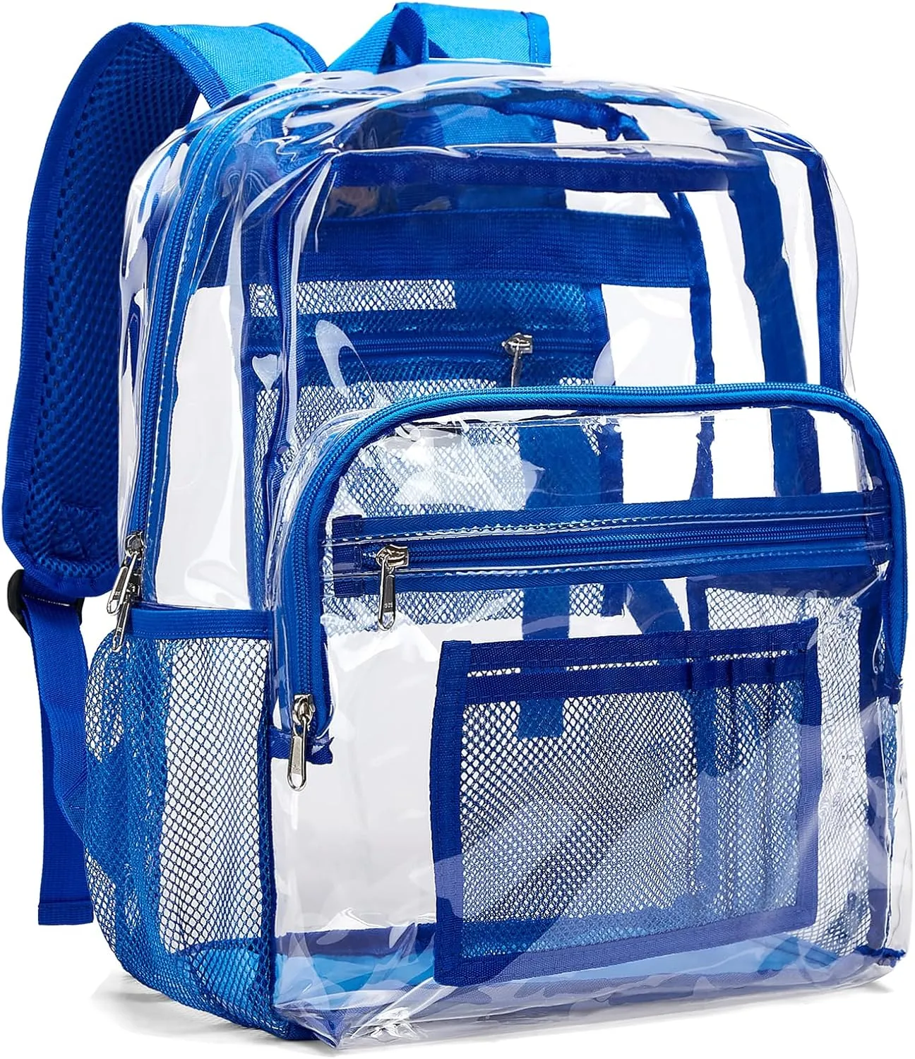 Vorspack Clear Backpack Heavy Duty - Clear Bookbag Large See Through Backpack Plastic Transparent Backpacks for College Work Travel - Blue