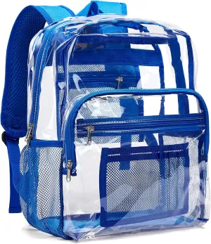 Vorspack Clear Backpack Heavy Duty - Clear Bookbag Large See Through Backpack Plastic Transparent Backpacks for College Work Travel - Blue