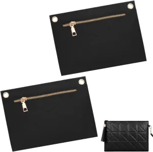 WADORN 2pcs Felt Purse Organizer Insert, Zipper Handbag Shaper Liner with Eyelet Envelope Bag Pochette Tote Insert Divider Organizer Crossbody Conversion Bag in Bag Interior Insert Accessories, Black