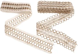 Wakauto DIY Craft Trim 2pcs Jute Burlap Lace Ribbons Decorative Trim for Wedding and Craft Projects