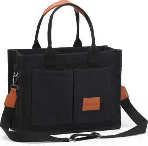WantGor Tote Bag for Women, Canvas Crossbody Bags Shoulder Handbag Work Laptop Purse Messenger Hobo Satchel with Multi-pocket