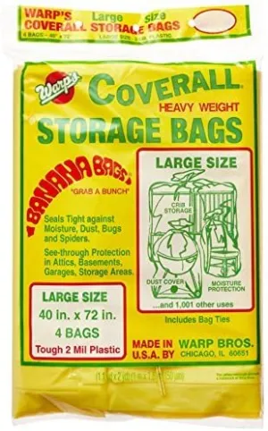 Warp Brothers Pack of 2 x 4-Count, CB-40 Banana Bags Storage Bags, 40-Inches by 72-Inches, Yellow, Yellow, Set of 3