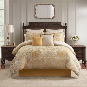 Waterford Tarmon 8 Piece King Comforter Set, Gold