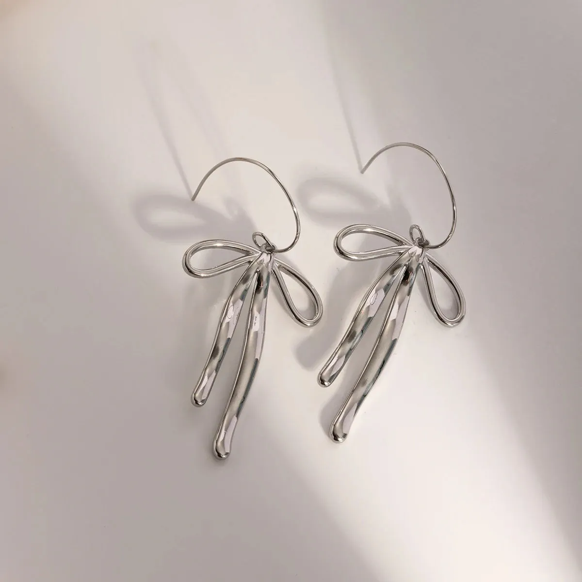 Waterproof  Bow Pendant Earrings 18K Gold Plated