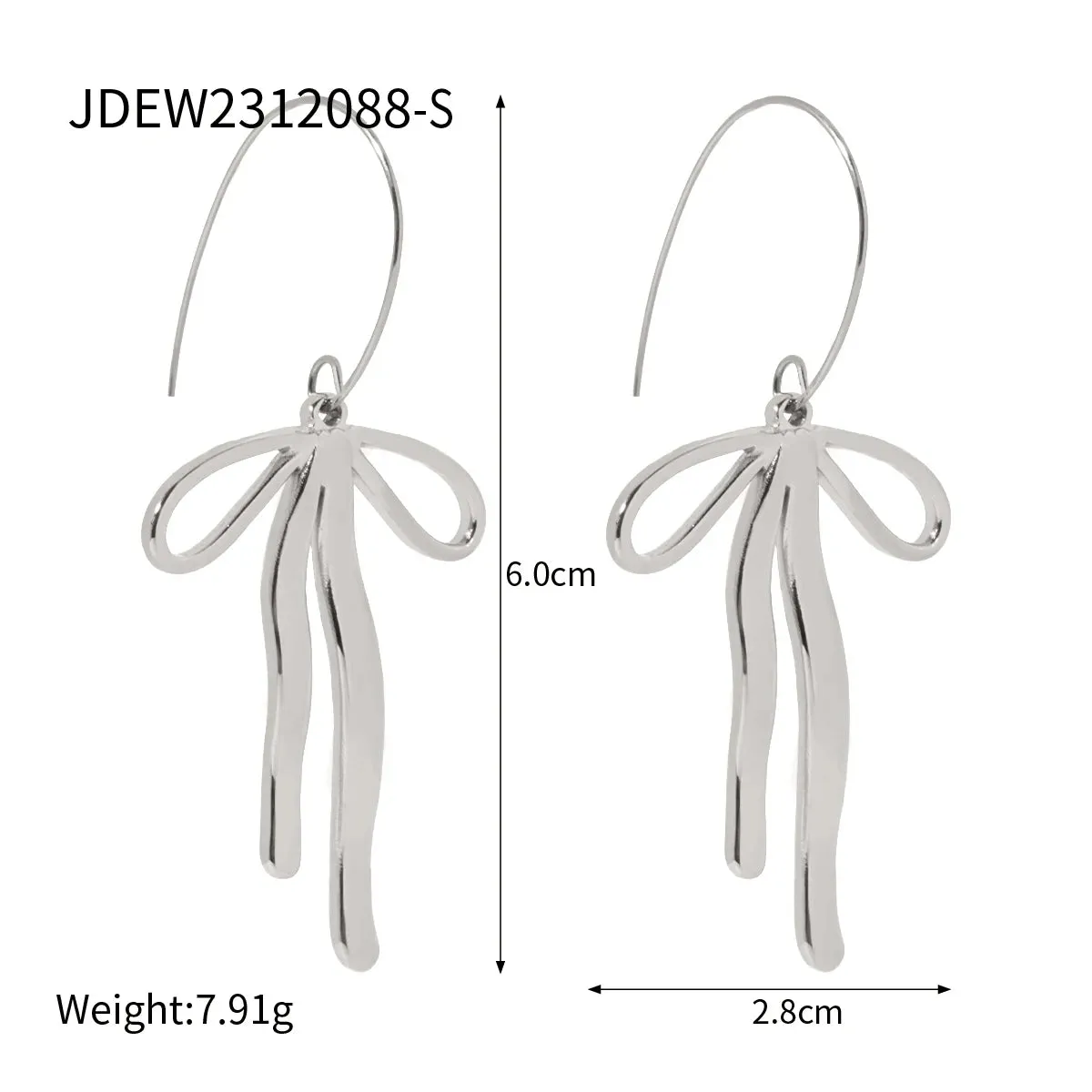 Waterproof  Bow Pendant Earrings 18K Gold Plated