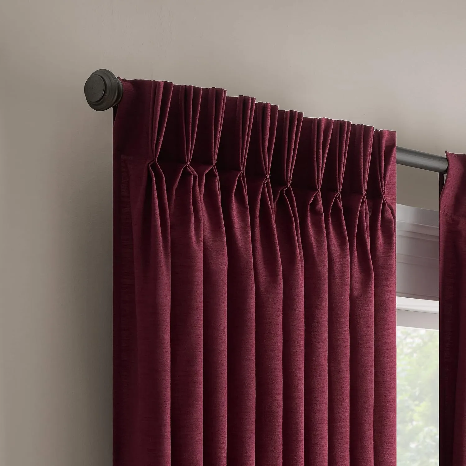 Waverly Serendipity 10 Pinch Pleat Light Filtering Rod Pocket Window Curtain for Living Room (1 Panel), 50 in x 84 in, Cabernet
