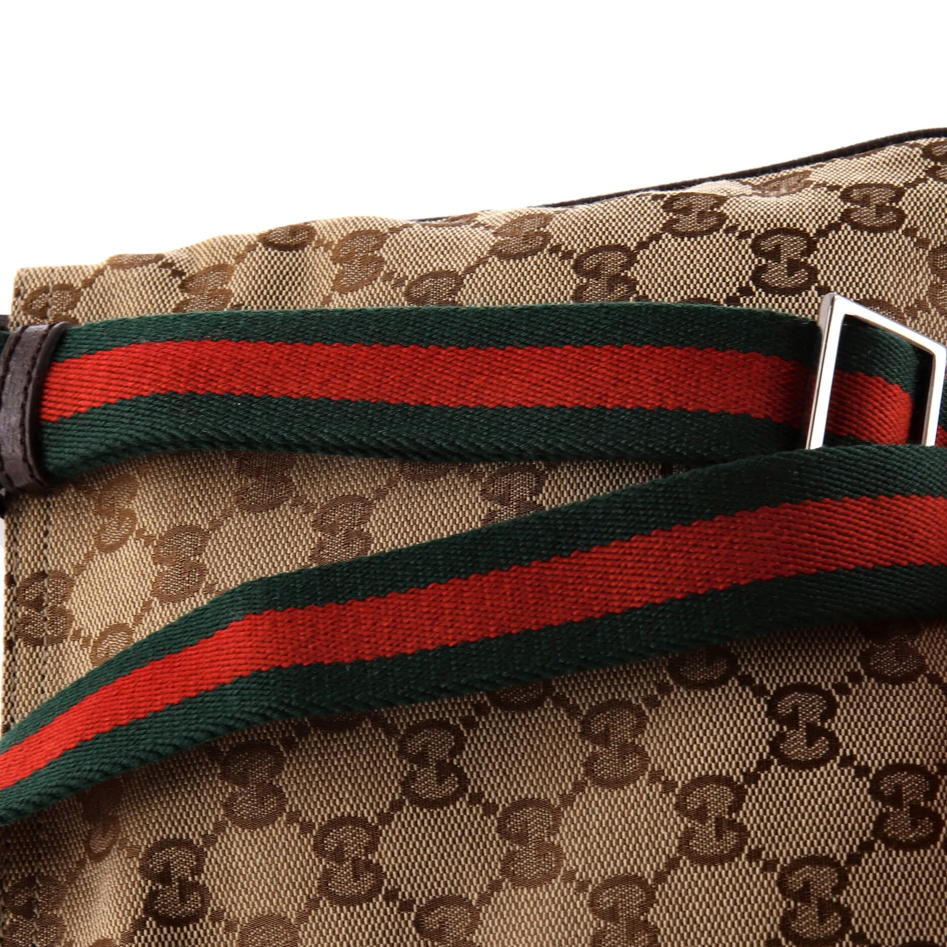 Web Strap Zip Messenger Bag GG Canvas Small