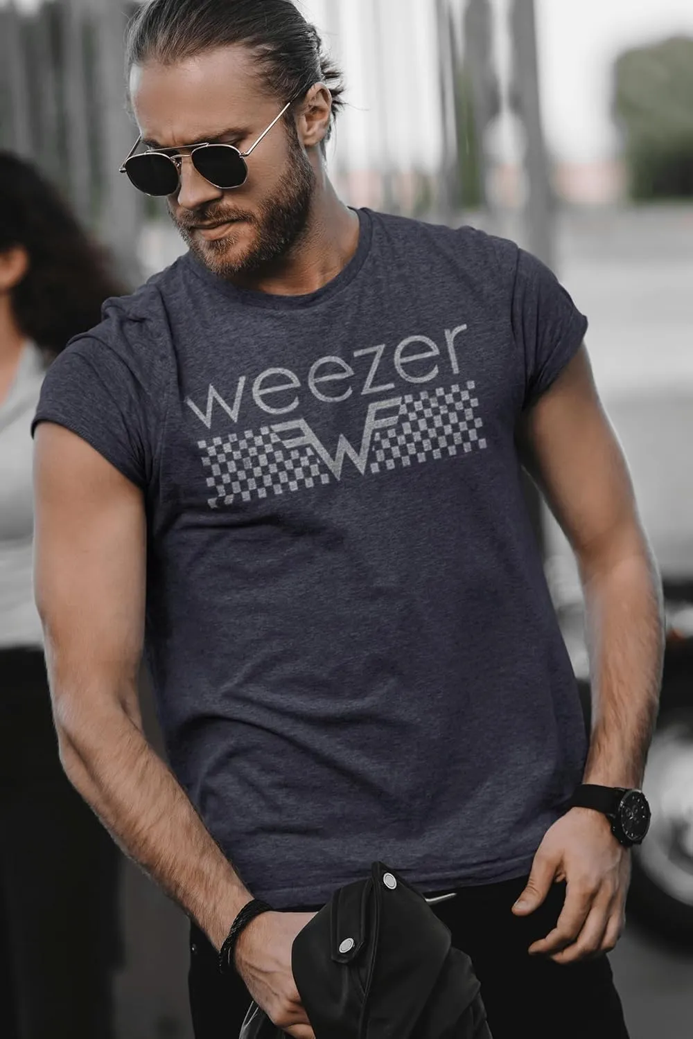 Weezer Rock Band Checkered Logo Adult Short Sleeve T-Shirt Graphic Tee