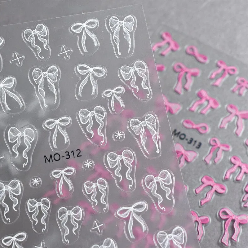 White Bowknot 3D Nail Stickers MO-312