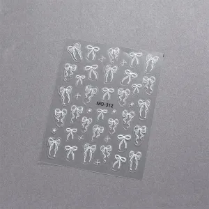 White Bowknot 3D Nail Stickers MO-312