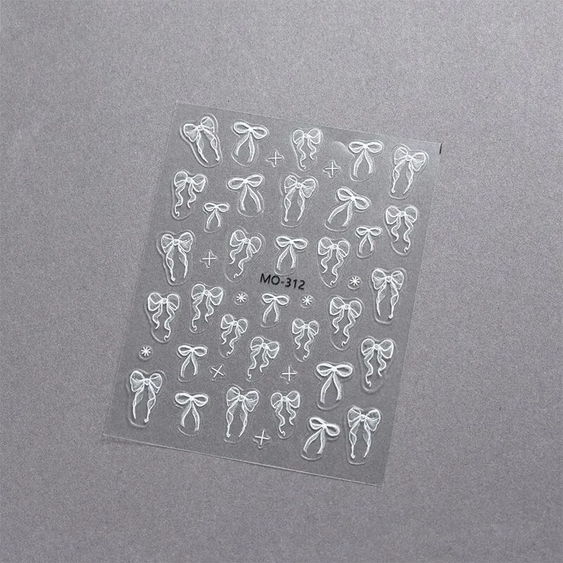 White Bowknot 3D Nail Stickers MO-312