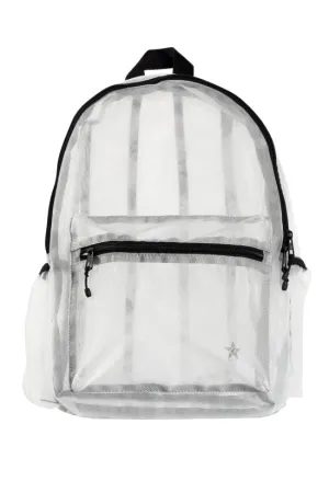 White Mesh Rebel Retro Backpack with Black Zipper