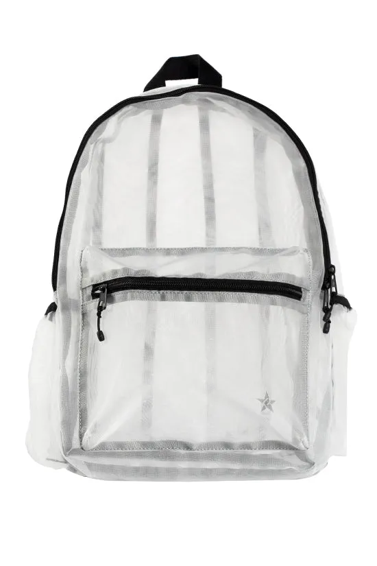 White Mesh Rebel Retro Backpack with Black Zipper