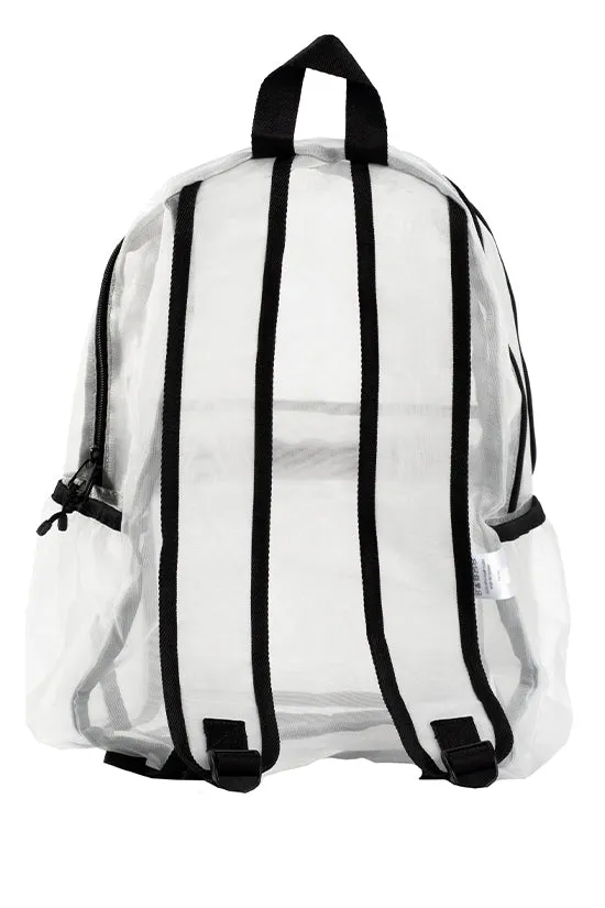 White Mesh Rebel Retro Backpack with Black Zipper