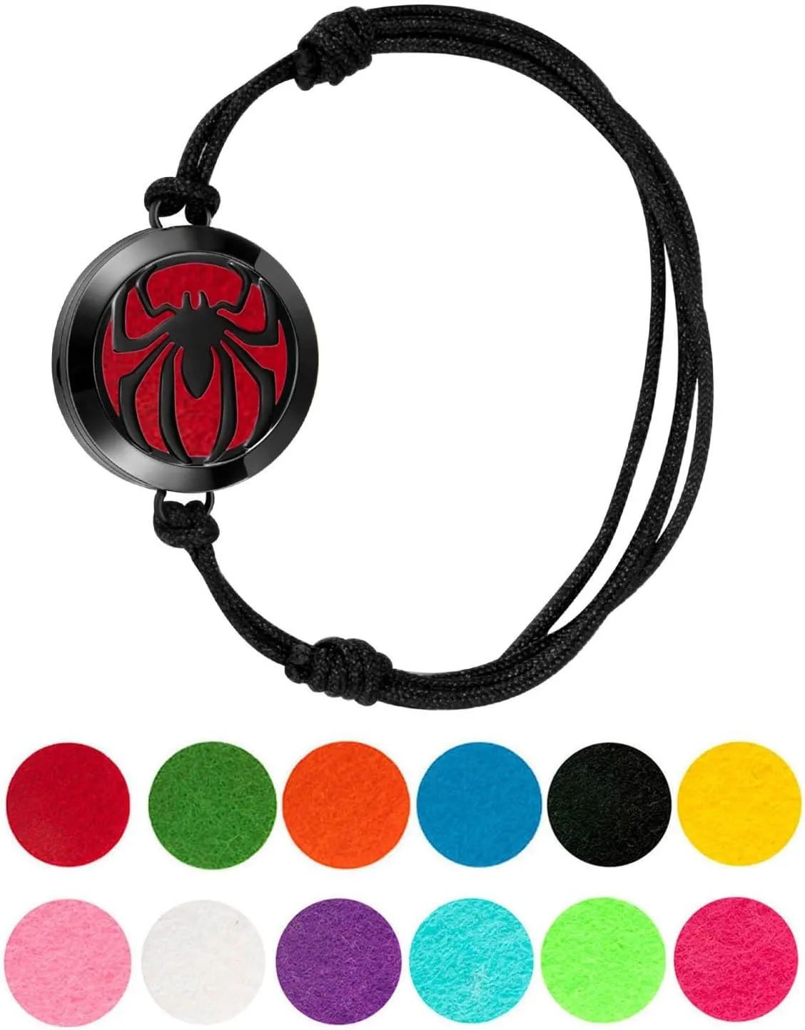 Wild Essentials Spider Essential Oil Diffuser Bracelet, Stainless Steel Aromatherapy Locket, Adjustable Nylon Band with 12 Color Pads, Jewelry Gift Set