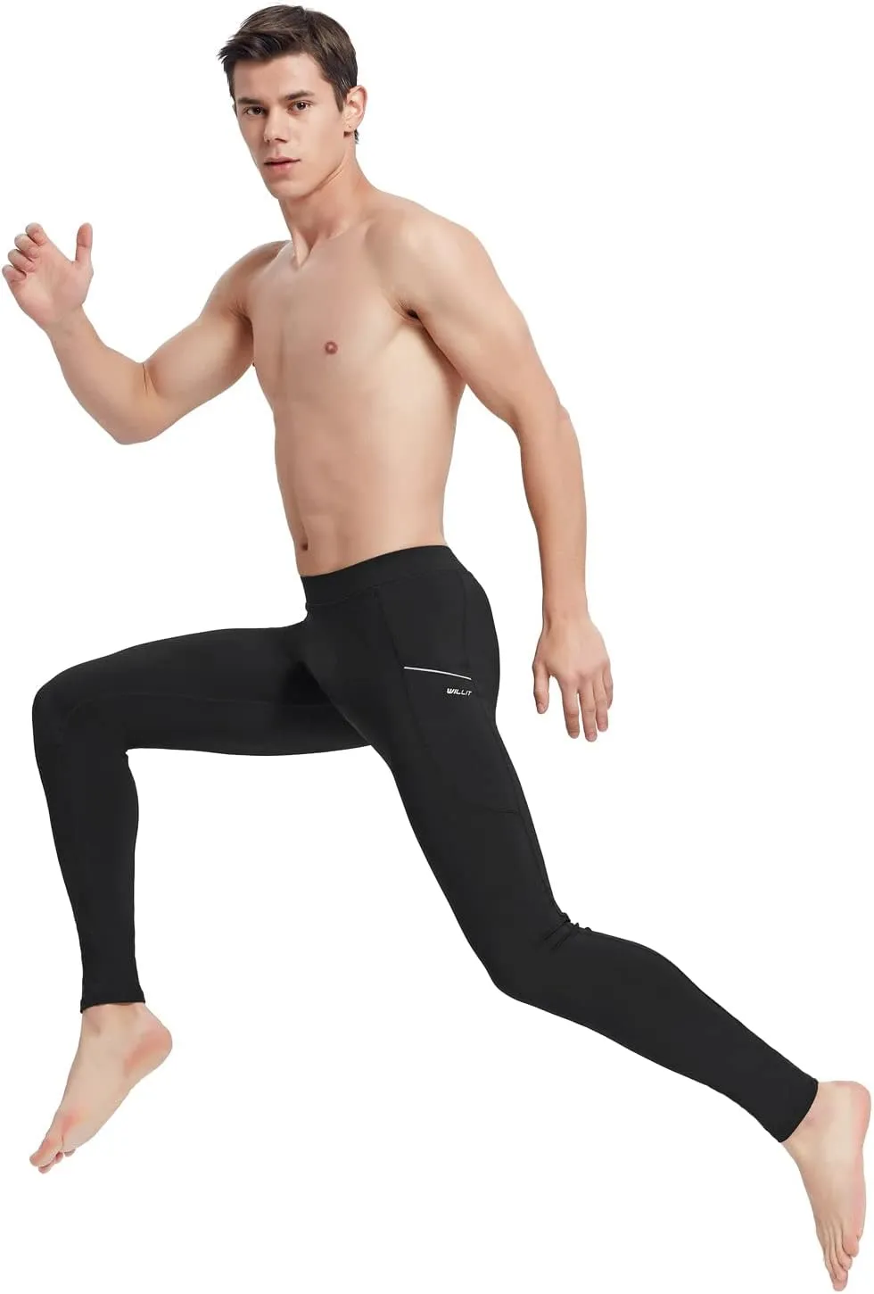 Willit Men's Active Yoga Leggings Pants Running Dance Tights with Pockets Cycling Workout Pants Quick Dry