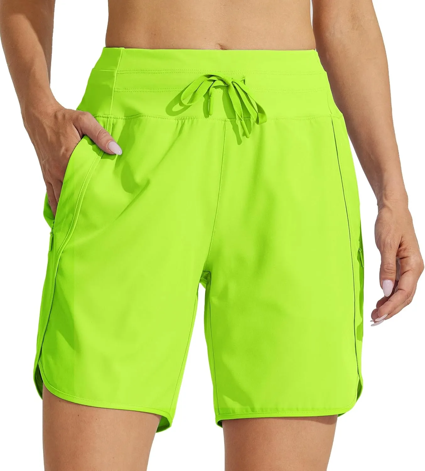 Willit Women's 7" Athletic Running Shorts Long Workout Hiking Shorts Quick Dry High Waisted Active Zipper Pocket