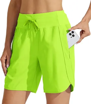Willit Women's 7" Athletic Running Shorts Long Workout Hiking Shorts Quick Dry High Waisted Active Zipper Pocket