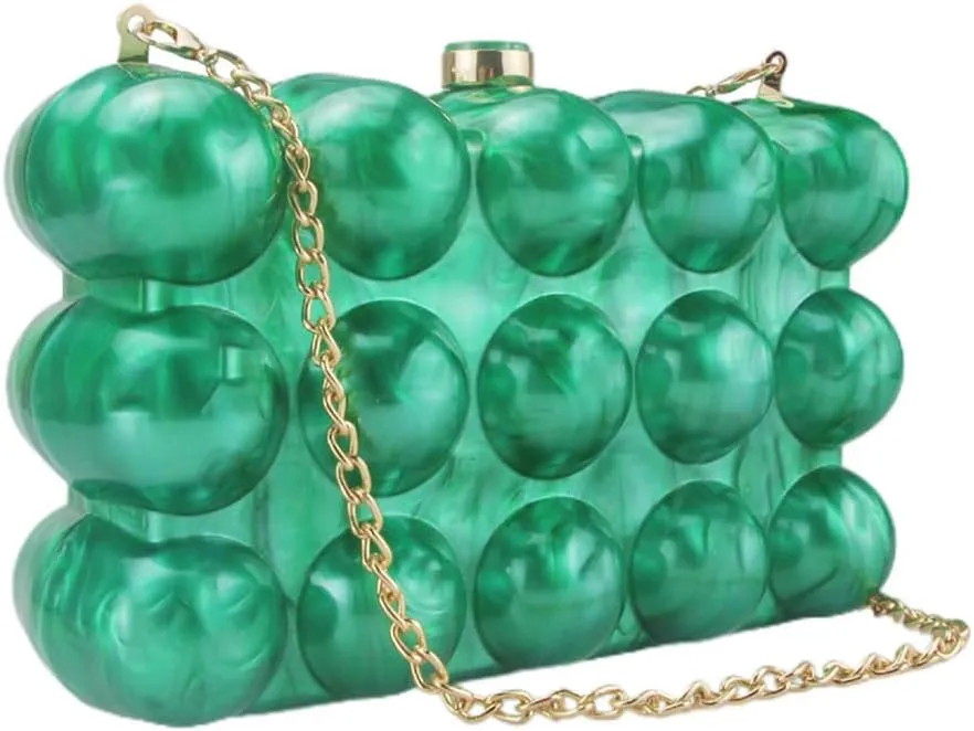 Women Acrylic Marble Handbag Shoulder Bag for Formal, Wedding, Party