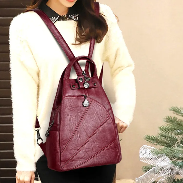 Women Anti-theft Leather Backpacks Ladies Backpacks(Purple)
