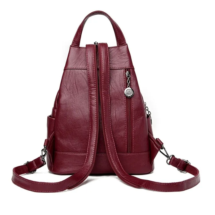 Women Anti-theft Leather Backpacks Ladies Backpacks(Purple)