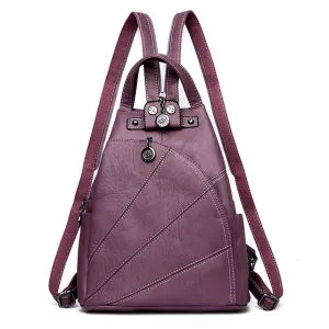 Women Anti-theft Leather Backpacks Ladies Backpacks(Purple)