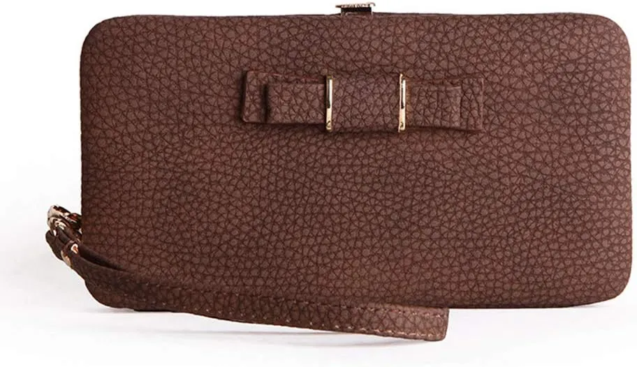 Women Bowknot Wallet Long Purse Phone Card Holder Clutch Large Capacity Pocket