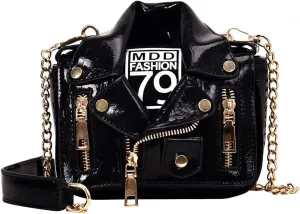 Women Crossbody Bags Chain Shoulder Jacket Bags Motorcycle Messenger Bag Leather Handbags for Girls Purse