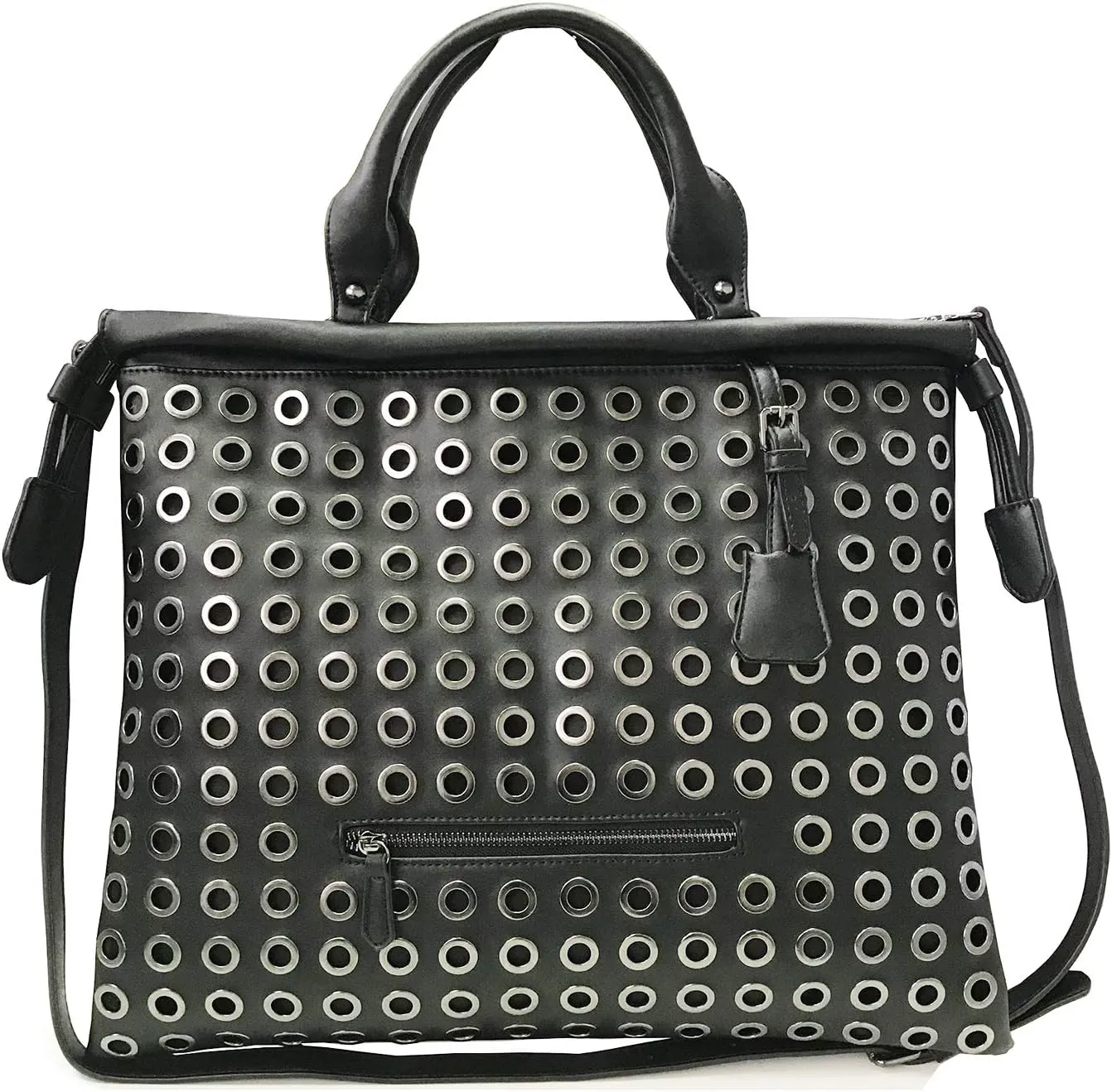 Women Drawstring Tote Hobo Handbag Rivet Shoulder Crossbody Bag Large Capacity Satchel Purse, Black