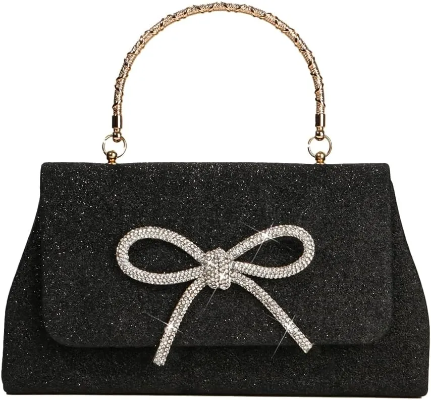Women Sparkling Bowknot Handbag Diamonds Evening Clutch Purses Formal Wedding Party Cocktail Prom Envelope Bag