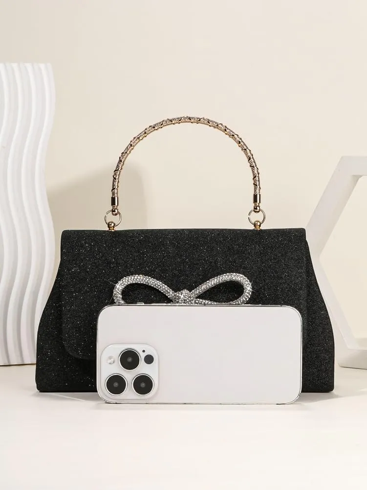 Women Sparkling Bowknot Handbag Diamonds Evening Clutch Purses Formal Wedding Party Cocktail Prom Envelope Bag