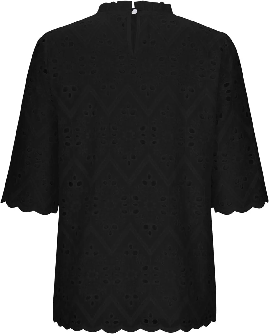 Womens Elbow Length Mock Neck Crochet Jacquard Tops Dressy Elegant Blouse Trendy Casual Hollow Out Shirts