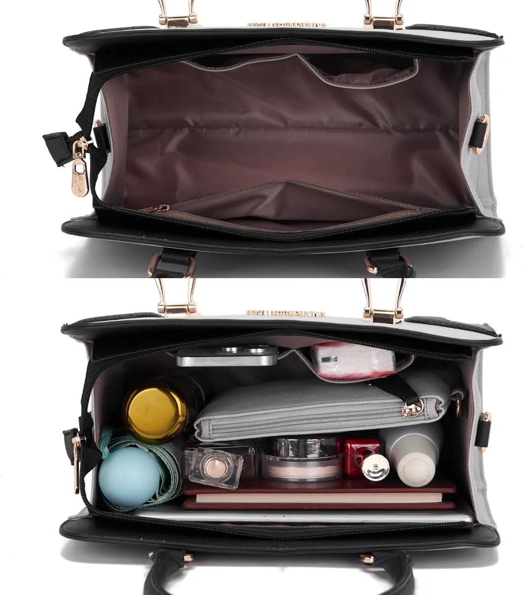 Women's Fashion Handbags Tote Bags Shoulder Bag Top Handle Satchel Purse Set 4pcs