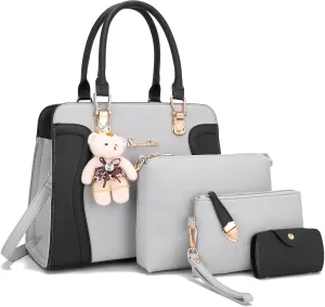 Women's Fashion Handbags Tote Bags Shoulder Bag Top Handle Satchel Purse Set 4pcs