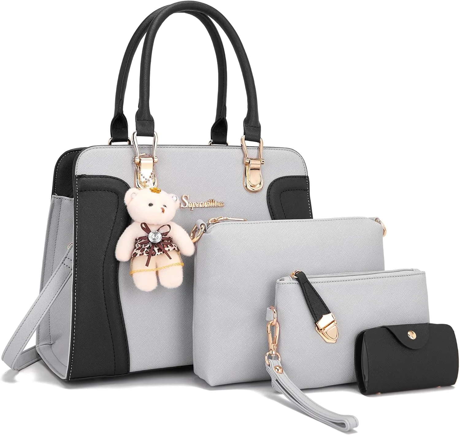 Women's Fashion Handbags Tote Bags Shoulder Bag Top Handle Satchel Purse Set 4pcs