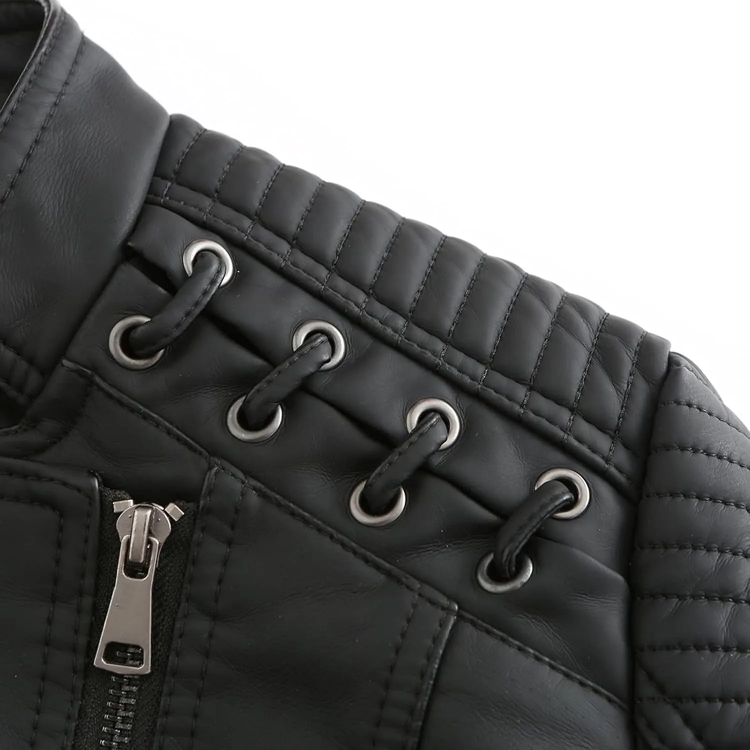 Women's Faux Leather Moto Jacket Slim Thin Leather Jacket