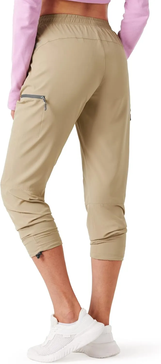 Women's Hiking Cargo Pants Outdoor Lightweight Quick Dry Water Resistant UPF 50  Capris Pants with Zipper Pockets