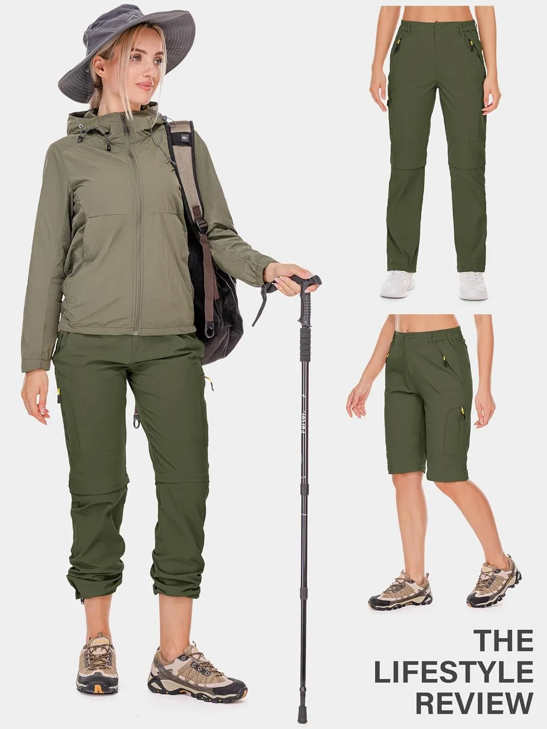 Women's Hiking Pants Convertible Quick Dry Stretch Lightweight Zip-Off Outdoor Fishing Travel Safari Pants