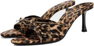 Womens Kitten Heels Bow Mesh Sandals