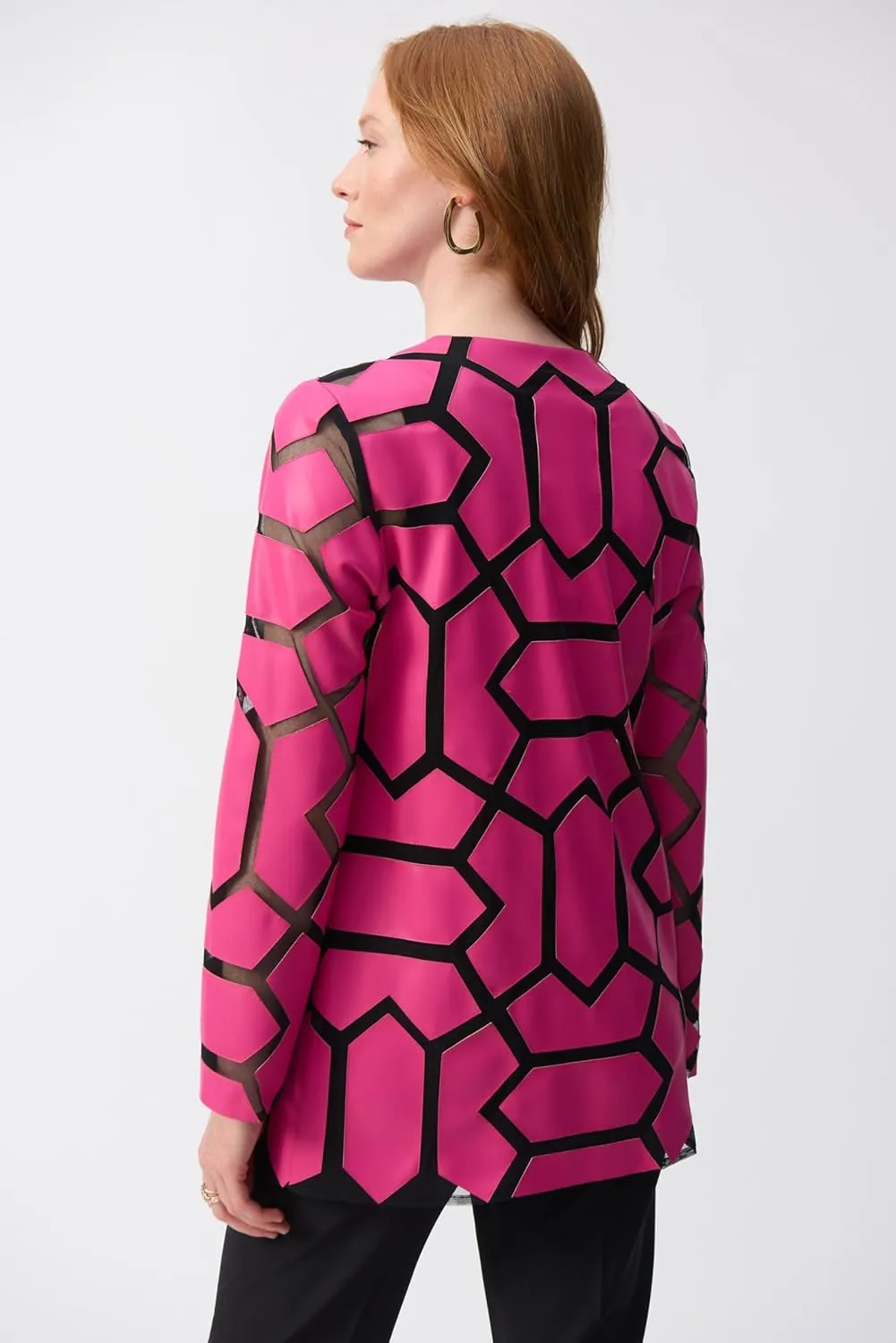 Women's Laser-Cut Leatherette on Mesh Jacket
