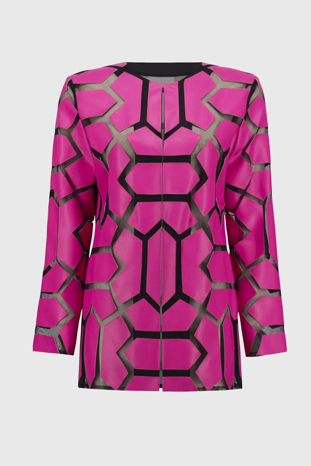 Women's Laser-Cut Leatherette on Mesh Jacket