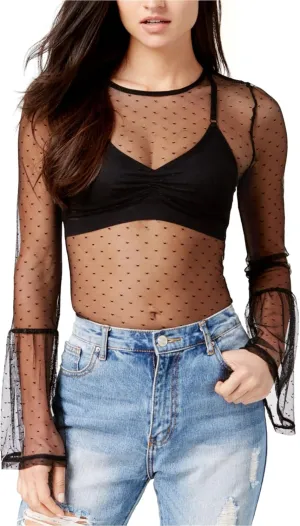 Womens Mesh Bell Sleeves Blouse