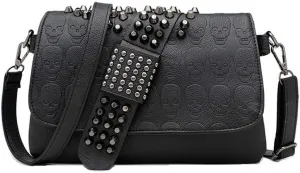 Women's Portable Rivet Skull PU Leather Chain One-shoulder Diagonal Bag, One Color, One Size